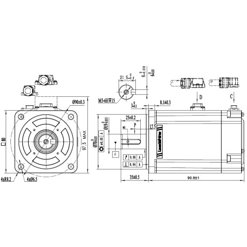Leadshine ELM2H-0750LA80F AC servo motor Leadshine ELM2H-0750LA80F AC servo motor