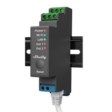 Shelly Pro 2 profesionalus 2 kanalų DIN bėgio išmanusis jungiklis su sausaisiais kontaktais