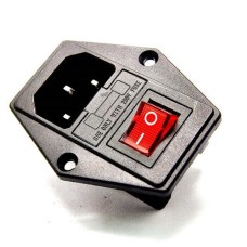 IEC 250V AC male power socket - with switch and fuse