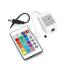 LED RGB juostos valdiklis su IR nuotolinio valdymo pulteliu - 24 mygtukai