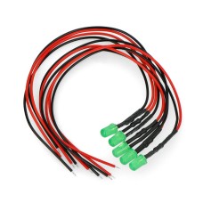5mm 12V LED with a resistor and a cable - green