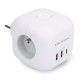 6-in-1 Power Cube - 2x USB Type-A and 1x USB Type-C - with Illuminated Switch - Qoltec 52548