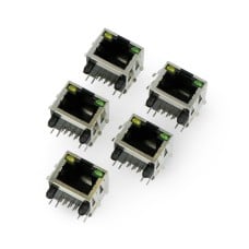 8P8C RJ45 network socket, shielded with LEDs - 5 pcs, 