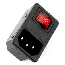 AC IEC 250V male socket with latch - with fuse and switch 