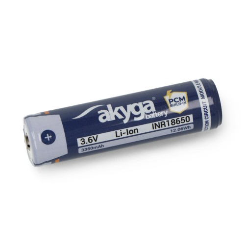 Akyga INR18650-33.5M-PCM 3.6V/3350mAh 18650 Li-Ion battery with Akyga INR18650-33.5M-PCM 3.6V/3350mAh 18650 Li-Ion battery with