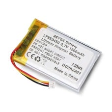 Akyga Li-Pol baterija 1900mAh 1S 3.7V - 3 kontaktų JST jungtis - 50x34x9.5mm