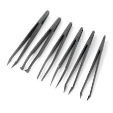 Set of antimagnetic plastic tweezers 6 pcs