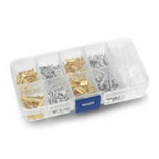 Set of flat connectors gold and silver + insulating sleeves - 150 pcs