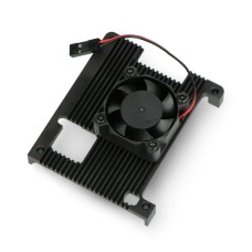 Dėklas - radiatorius + ventiliatorius - radiatorius, skirtas Raspberry Pi 4B - aliuminis - juodas