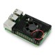 Dėklas - radiatorius + ventiliatorius - radiatorius, skirtas Raspberry Pi 4B - aliuminis - juodas