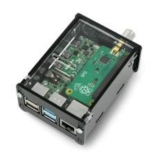 Case for Raspberry Pi 4B and TV HAT DVB-T tuner - black and transparent