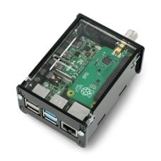 Dėklas skirtas Raspberry Pi 4B ir TV HAT DVB-T imtuvui - juodas ir skaidrus