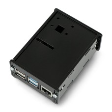 Raspberry Pi 4B dėklas su kameros laikikliu - juodas