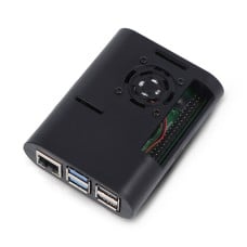 Case for Raspberry Pi 5 with fan and heat sinks - ABS - black
