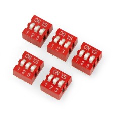 DIP switch 3-pole - red - 5 pcs