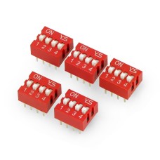 DIP switch 4-pole - red - 5 pcs