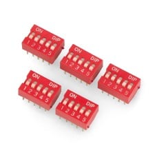 DIP switch 5-pole - red - 5 pcs