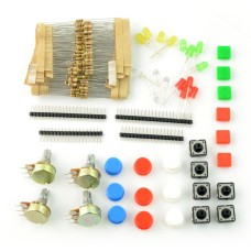 Set of electronic components - diodes, resistors, buttons