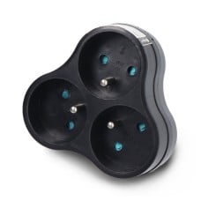Electrical splitter - 3 sockets with grounding - black - DPM P903B