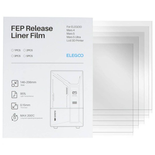 FEP plėvelė Elegoo Mars 4/5/5 Ultra 3D spausdintuvams - 206x146mm - 3vnt FEP plėvelė Elegoo Mars 4/5/5 Ultra 3D spausdintuvams - 206x146mm - 3vnt