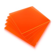 Fluorescencinis oranžinis lieto stiklo pluošto lakštas - 3 mm - 200 x 200 mm - 5 vnt.