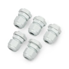 Hermetic cable gland - M16 thread - white - 5 pcs, 
