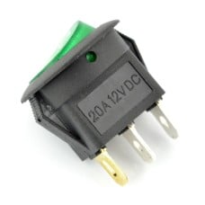 Switch On-Off IRS-101-8C/D 12VDC/20A with lightning - green