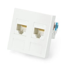 Flush-mounted socket 45x45mm 2x RJ45 + Keystone Cat.6 UTP - white 