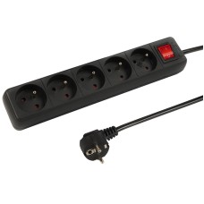 Extension cord PR-570WSP 5 sockets 3m black with switch