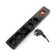 Power strip with security Acar X5 black - 5 sockets - 1.5 m 