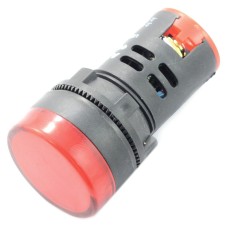 LED indikatorius 12V AC/DC - 28mm - raudonas
