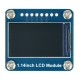 IPS LCD ekranas, 1.14" 240x135px SPI, 65K RGB, Waveshare 18231