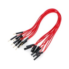 Connecting cables female-male 20cm red - 10 pcs