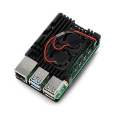 justPi dėklas Raspberry Pi 5 su dviem ventiliatoriais - aliuminis - juodas