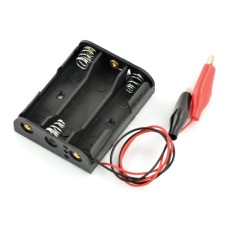 Battery holder for 3x AA (R6) with alligator clips