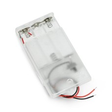 Case for 3 AA batteries with cover and switch - transparent