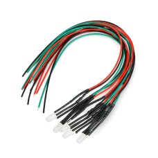 LED 5mm 12V with resistor and wire - bicolor red/green - common cathode - 5 pcs