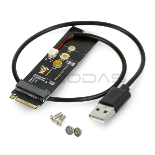 M.2 key M į A key adapteris su USB konvertavimu - PCIe įrenginiams - Waveshare 20315 