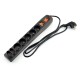 Power strip with protection Acar P7 black - 7 sockets - 1.5m