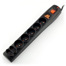 Power strip with protection Acar P7 black - 7 sockets - 1.5m