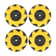 Set of Mecanum wheels, 48mm, x4, black/yellow with rollers, DFRobot FIT0662-1