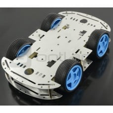 Metalinė roboto važiuoklė 4WD su keturiais ratais ir DC varikliais - stačiakampio formos