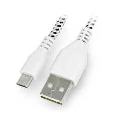 MicroUSB B-A 2.0 cable - white nylon braid - 1m