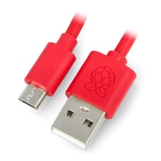 MicroUSB B – A laidas, skirtas Raspberry Pi – 1m – raudonas