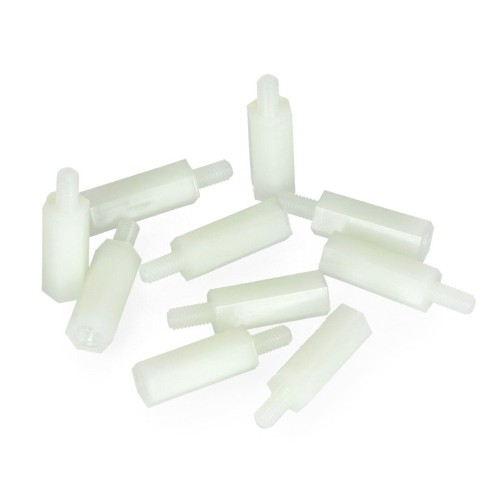 Nailoniniai tarpikliai 15mm su M3 sriegiu - 10 vnt. Nailoniniai tarpikliai 15mm su M3 sriegiu - 10 vnt.