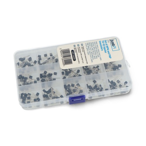 Set of NPN and PNP TO-92 bipolar transistors - 15 values - E49 - 300 pcs, - justPi Set of NPN and PNP TO-92 bipolar transistors - 15 values - E49 - 300 pcs, - justPi