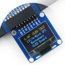 Two-color graphical OLED display 0.96'' (A) 128x64px SPI/I2C, angled connectors, Waveshare 9085