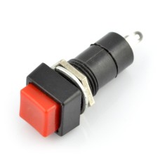 Switch ON-OFF momentary, square 250V/1A - red