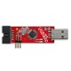 Programatorius AVR suderinamas su USBasp ISP + IDC juosta - raudonas