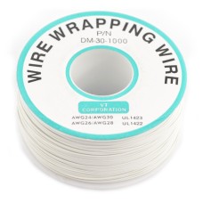 Insulated PVC Coated 30AWG Wire Wrapping Wires Reel 820Ft - white